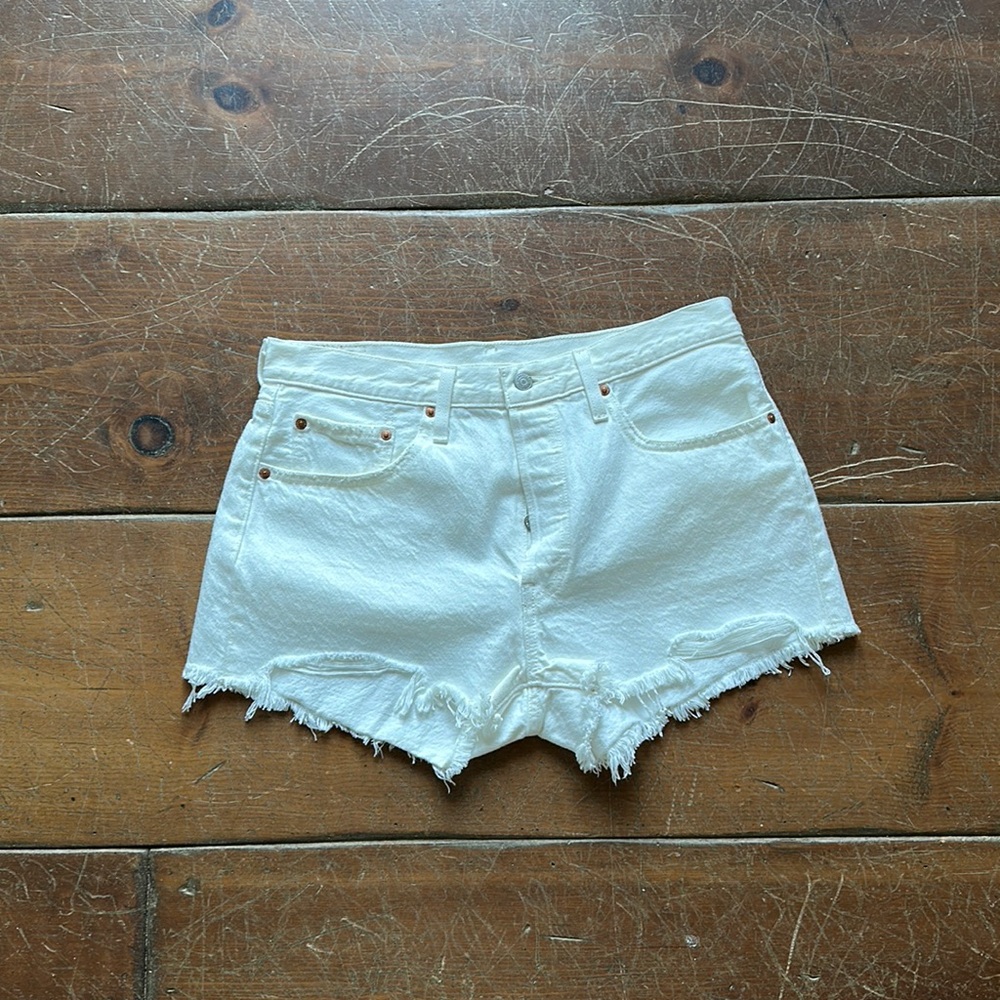 White Levi Shorts